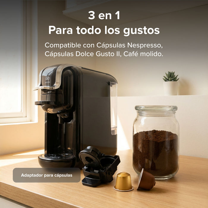 Cafetera compacta para café molido y cápsulas nespresso o dolce gusto - 600 ml