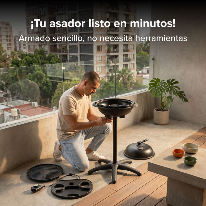 Asador eléctrico de pedestal portátil 16" 42cm