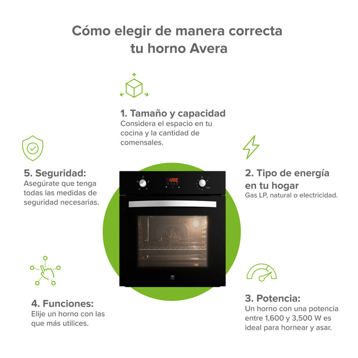 Horno empotrable mixto gas LP y eléctrico 127 V 60 cm digital 58 L