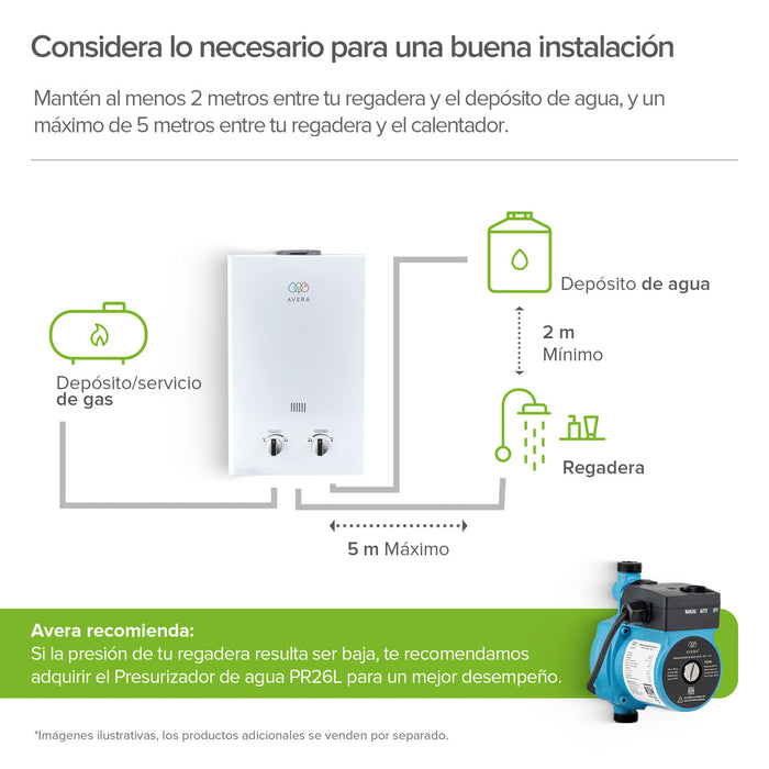 Combo Calentador instantáneo gas natural 6 L + Presurizador 26 L