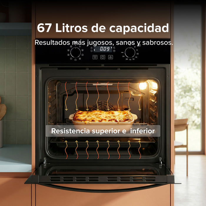 Horno empotrable eléctrico 67 L 220 V digital con 9 funciones integradas