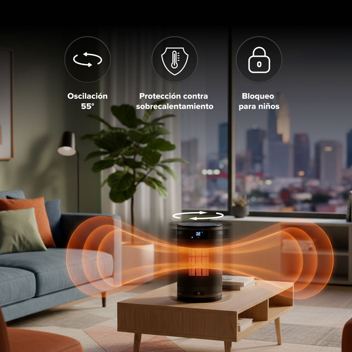 Calefactor eléctrico de cerámica ptc 55° oscilación 1500 W - cobertura 15m2
