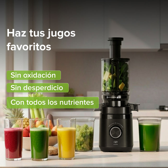 Extractor de jugos prensado en frío con tubo de alimentación 11 cm 150 W