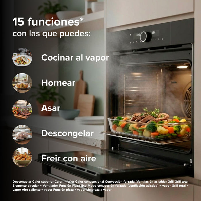 Horno empotrable eléctrico 75 L 220 V digital con cocción al vapor y 15 funciones integradas + WiFi