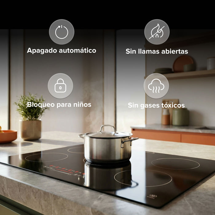 Combo Parrilla de inducción 5 quemadores con booster 77 cm + Horno eléctrico 67 L 127 V