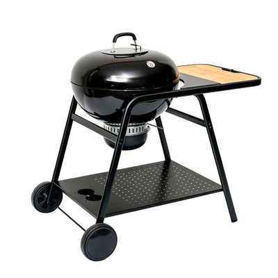 Asador de carbón de 22" 58 cm con termómetro, bandeja de cenizas y mesa lateral