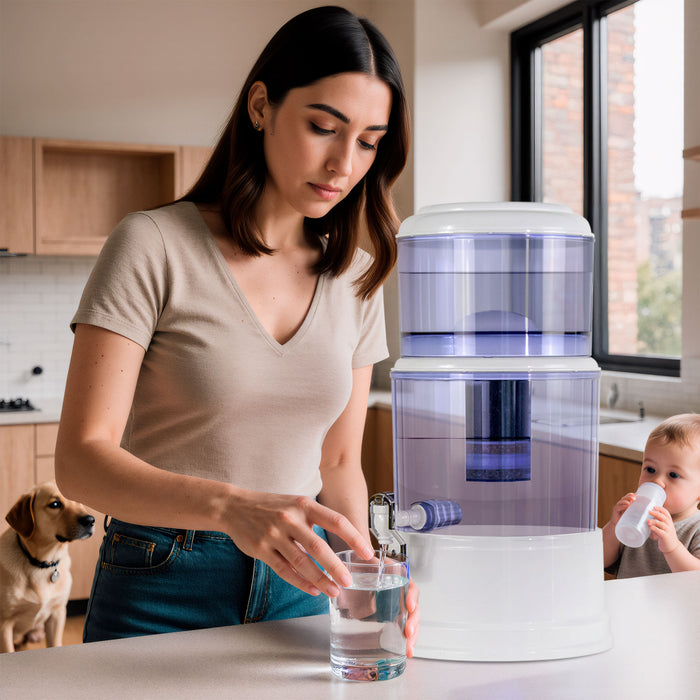 Combo Filtro dispensador de agua 10 L con 2 cartuchos de repuesto - 1 año de rendimiento