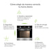 Infografía sobre cómo elegir un horno empotrable Avera con panel digital, funciones de gas y convección.