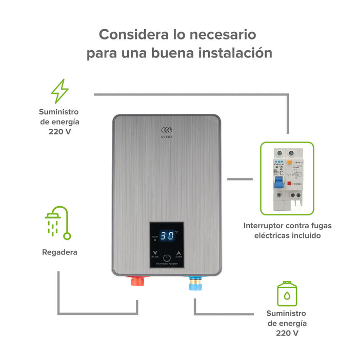 Calentador de agua instantáneo eléctrico 5 Litros compacto 220V, 1.5 servicios