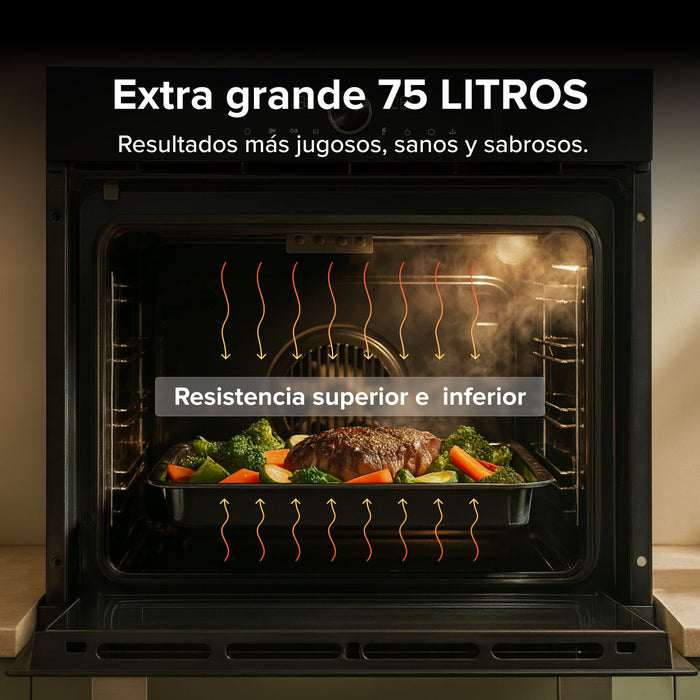 Horno empotrable eléctrico 75 L 220 V digital con cocción al vapor y 15 funciones integradas + WiFi