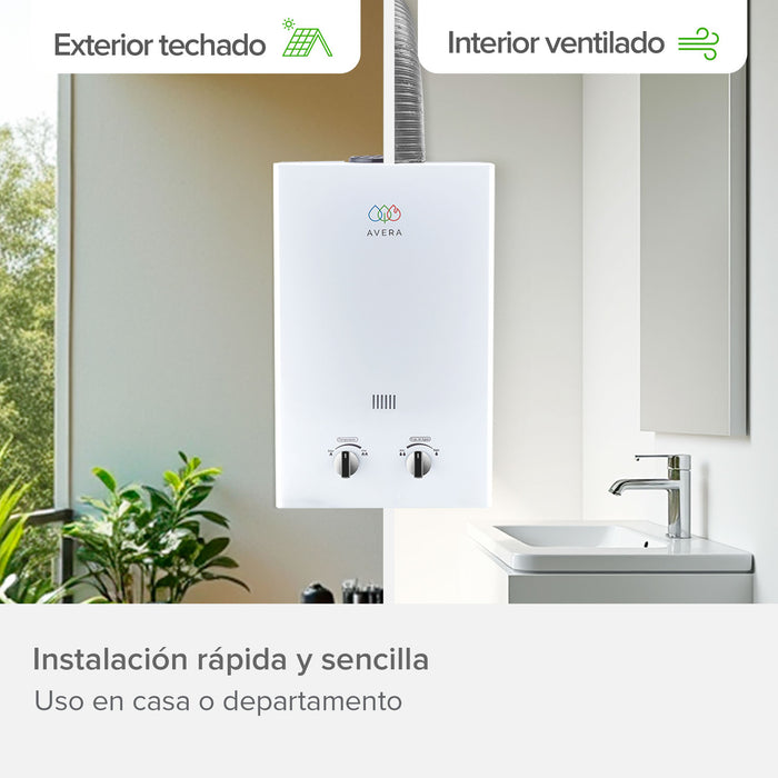 Calentador de agua instantáneo para gas LP 6 Litros/Minuto, 1 Servicio