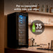 Cava de vinos Avera de 35 litros para 12 botellas, enfriamiento termoeléctrico e iluminación LED azul en barra moderna.