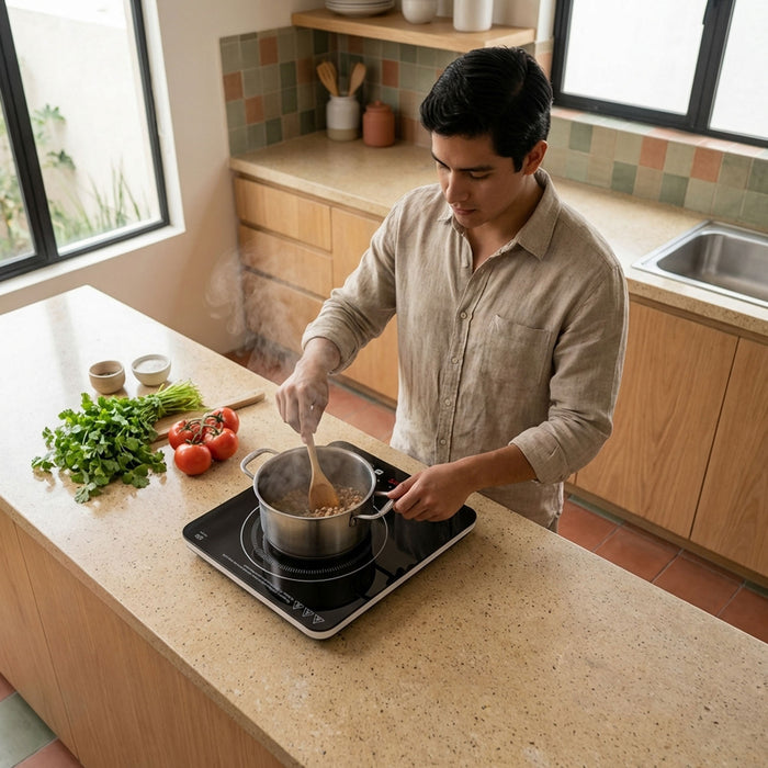Parrilla de inducción 1 quemador 29 cm soporta 11 kg 1500 W 120 V