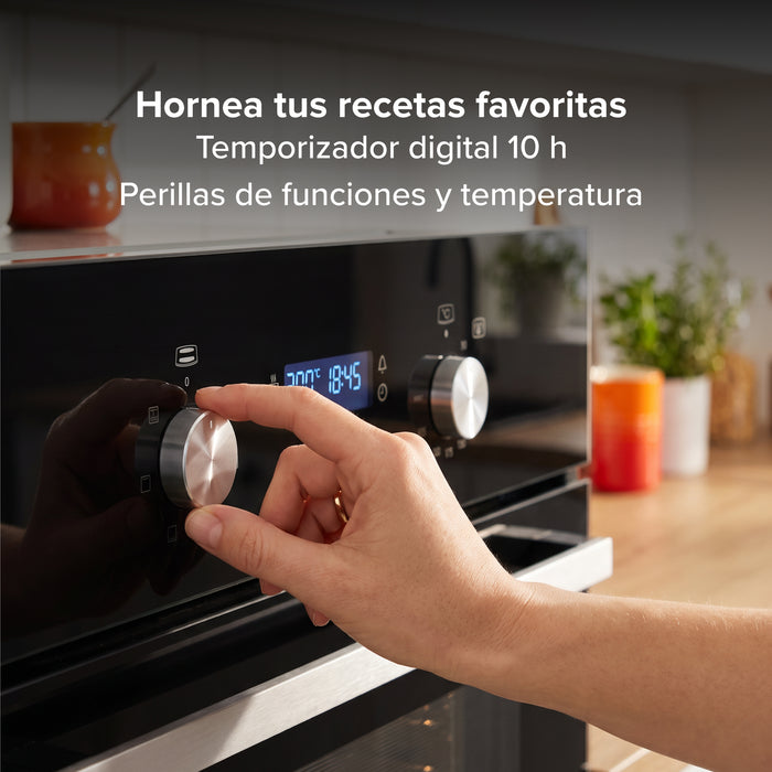 Horno empotrable eléctrico 67 L con temporizador digital y 6 funciones 1800 W 127 V