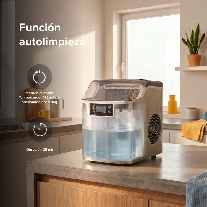 Máquina de hielo 3.2 L con temporizador - hasta 20 kg al día
