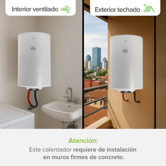 Calentador de agua de depósito eléctrico 80 Litros 127 V, 2 Servicios