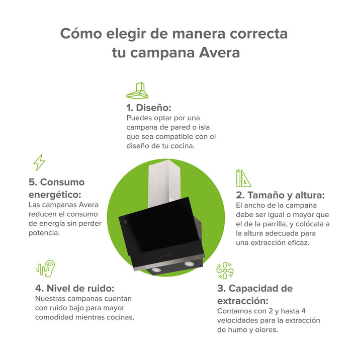 Campana de cocina de pared de 60 cm de vidrio templado con panel digital - negro