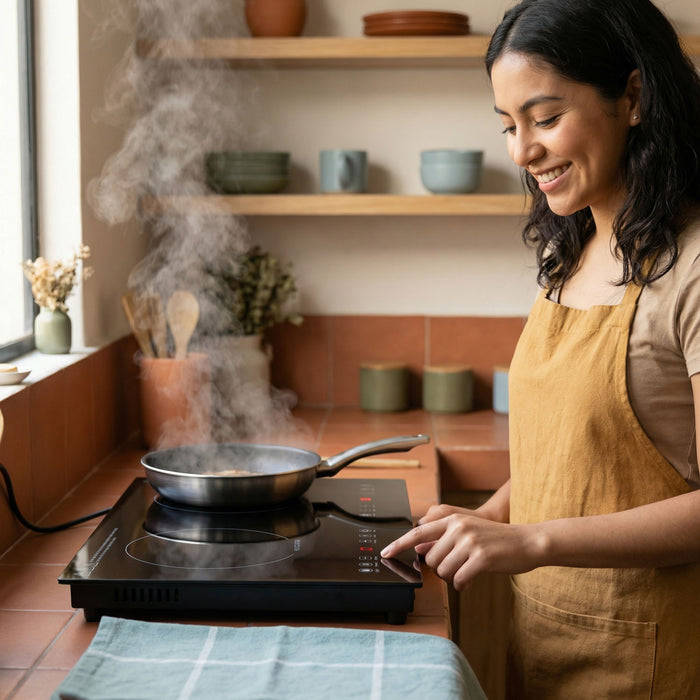 Parrilla de inducción 2 quemadores 68 cm horizontal 2000 W 120 V