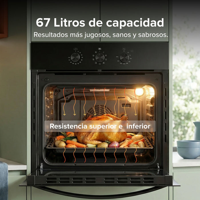 Horno empotrable eléctrico 67 L 3220 W 220 V con 9 funciones