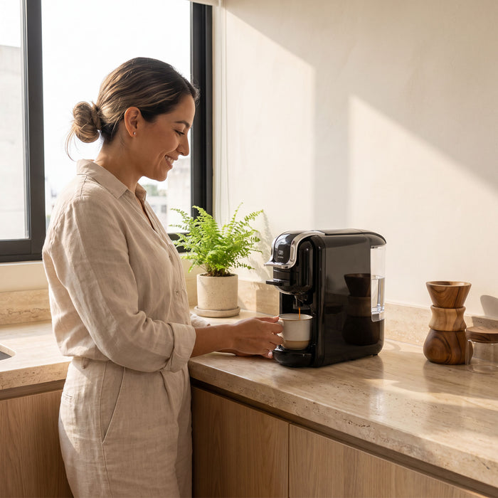 Cafetera compacta para café molido y cápsulas nespresso o dolce gusto - 600 ml