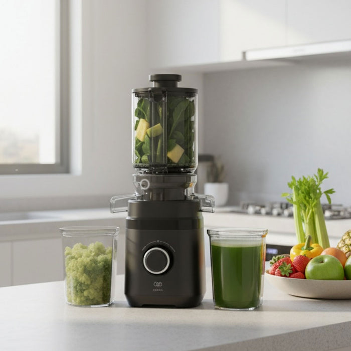 Extractor de jugos prensado en frío con tubo de alimentación 11 cm 150 W