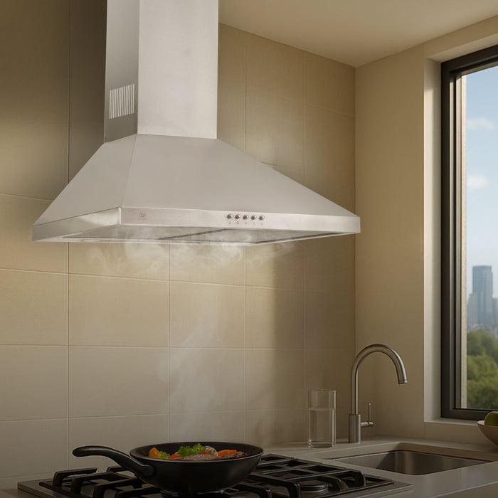 Campana de cocina de pared piramidal 60 cm en acero inoxidable