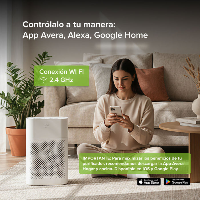 Purificador de aire y humidificador evaporativo inteligente potencia 110 CADR - Cubre hasta 55m²