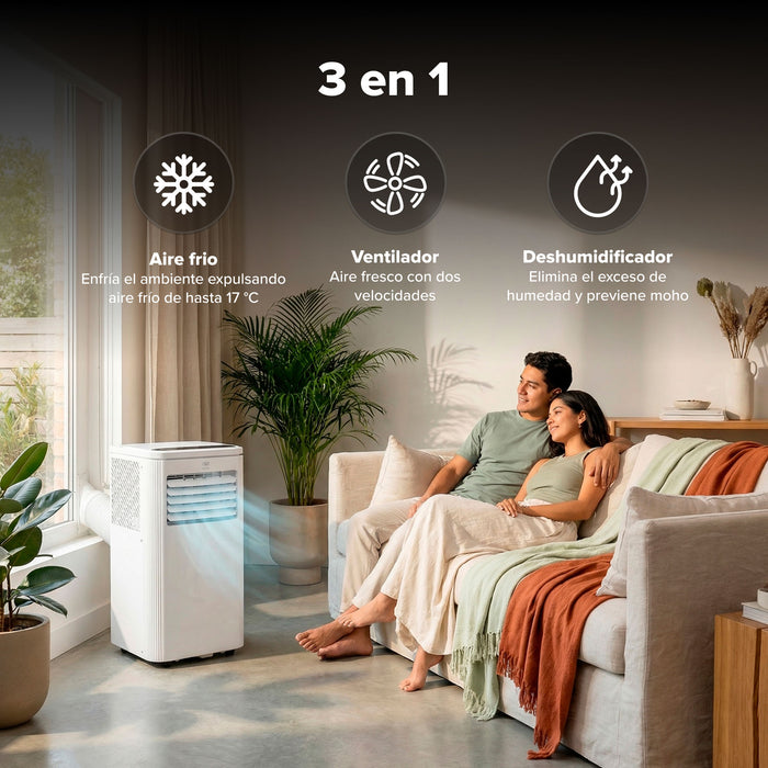 Aire acondicionado portátil 3 en 1: Frío, Ventilador y Deshumidificador 115V – cubre hasta 16m2