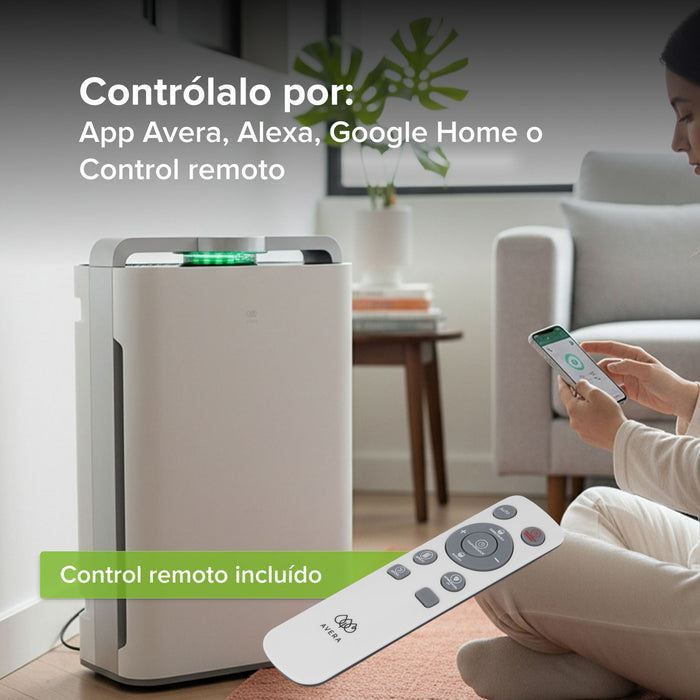 Purificador de aire con humidificador evaporativo inteligente WiFi - cubre hasta 58m2