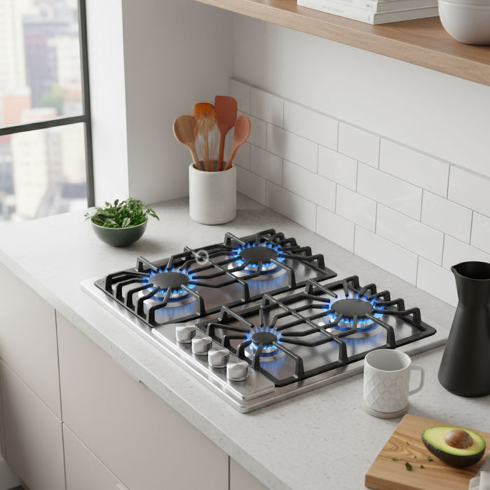 Parrilla de gas 4 quemadores 59 cm en acero inoxidable