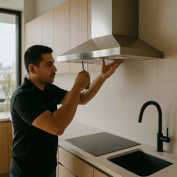 Campana de cocina de pared piramidal 90 cm en acero inoxidable