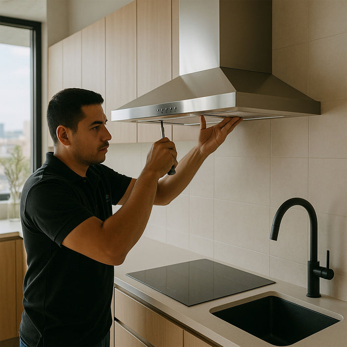 Campana de cocina de pared piramidal 60 cm en acero inoxidable