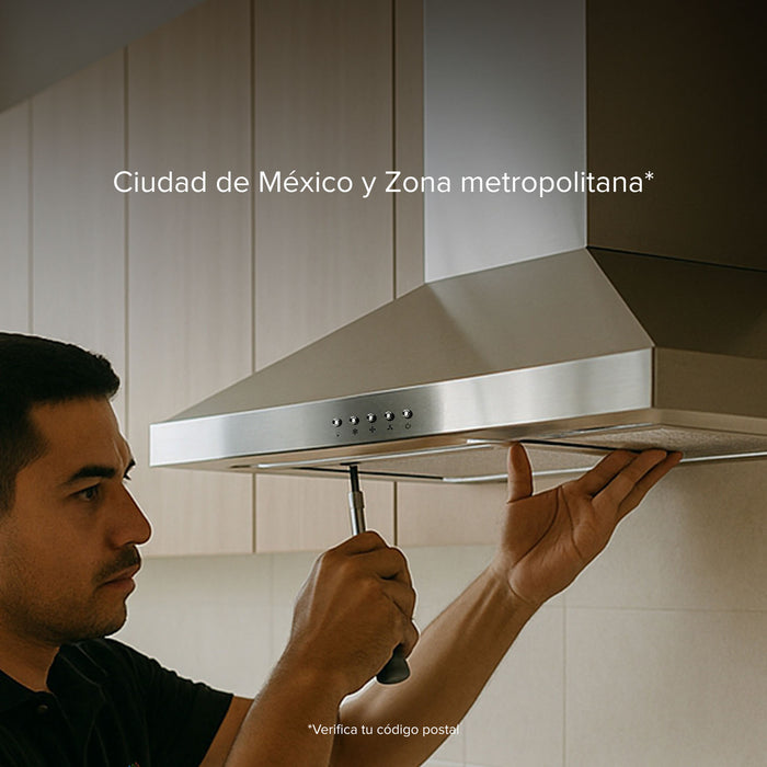 Campana de cocina para isla tipo T 76 cm, 800 m3/h de extracción control táctil y de gestos, acero inoxidable