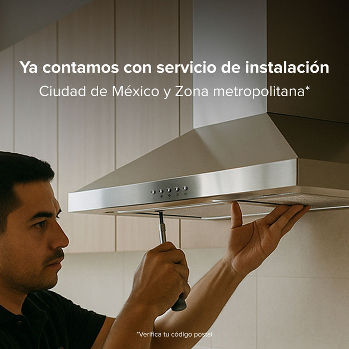 Campana de cocina de pared 60 cm en acero inoxidable y vidrio templado