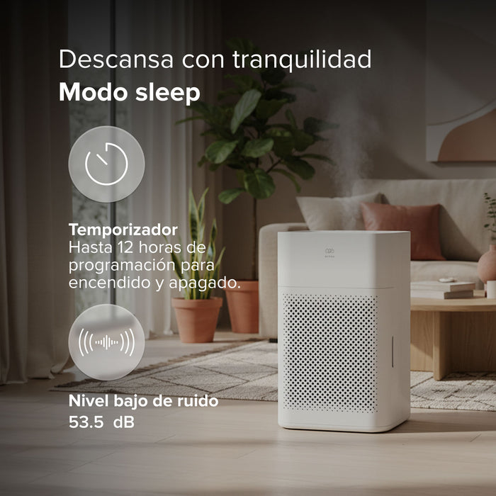 Purificador de aire y humidificador evaporativo inteligente potencia 110 CADR - Cubre hasta 55m²