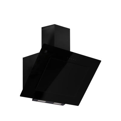 Campana de cocina de pared inclinada 90 cm control táctil, potencia motor 230 W vidrio templado - negro