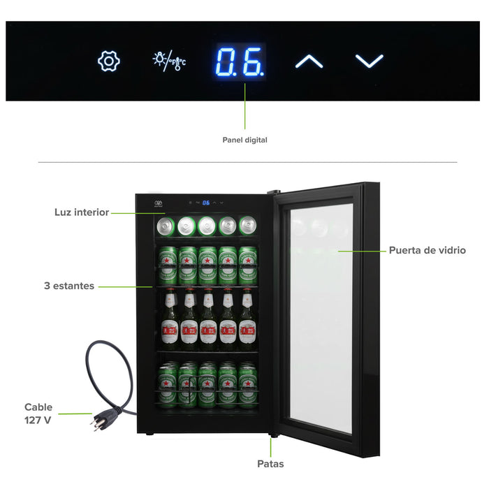 Refrigerador enfriador de bebidas 75 latas 63 L 2.2 pies cúbicos