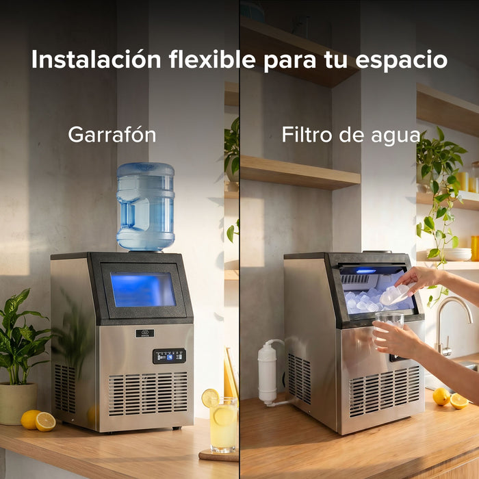 Máquina de hielo comercial con 2 tipos de llenado - hasta 45 kg al día y 11 kg de depósito