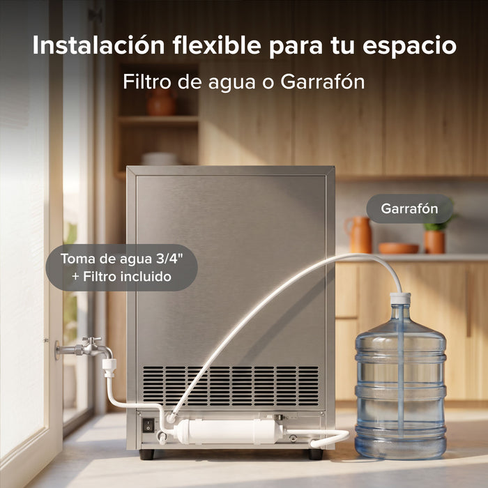 Máquina de hielo comercial con 2 tipos de llenado - hasta 60 kg al día y 15 kg de depósito