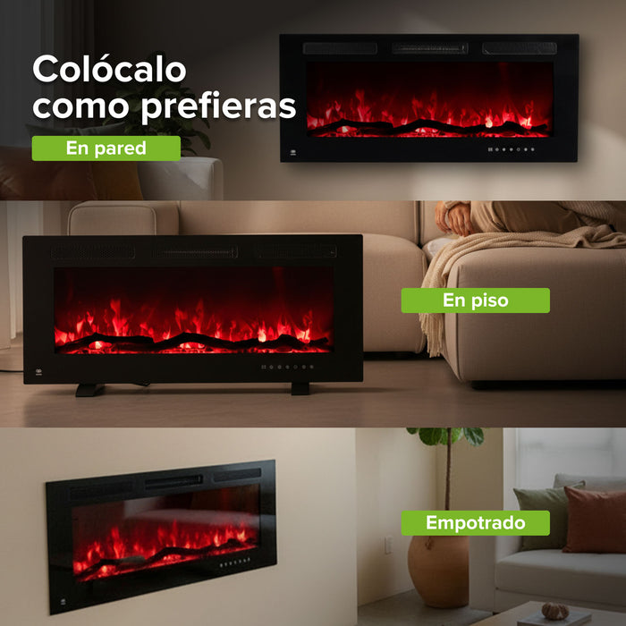 Calefactor eléctrico tipo chimenea 42" hasta 35°C con WiFi