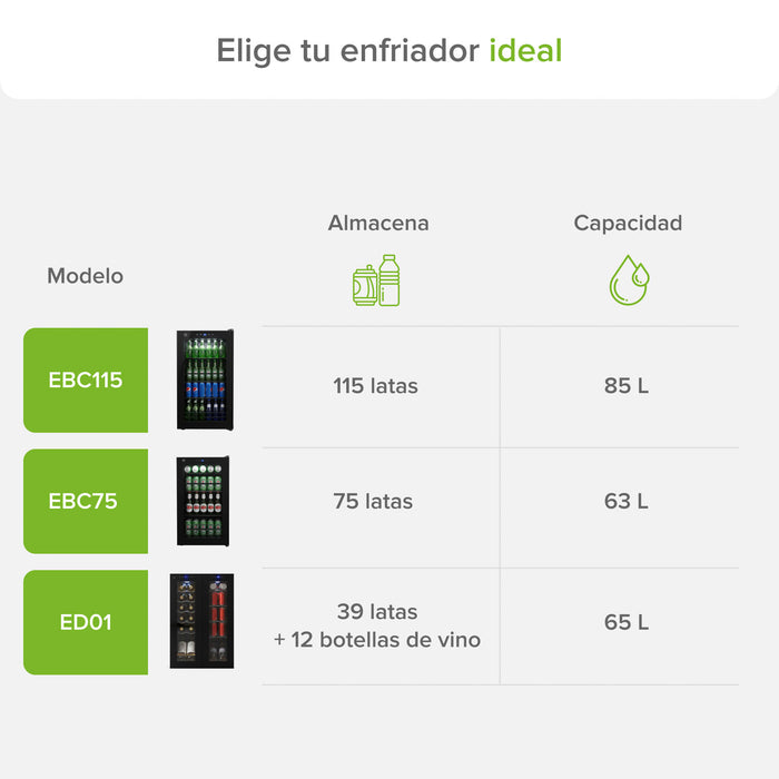 Refrigerador enfriador de bebidas 75 latas Capacidad 63L