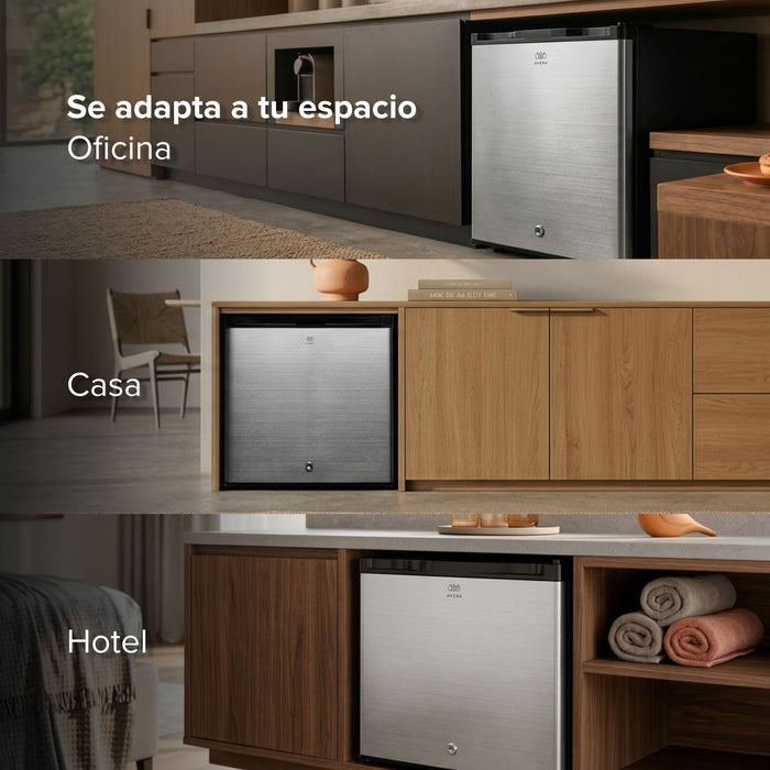 Frigobar 45 L 1.6 pies cúbicos con puerta reversible y llave - plata