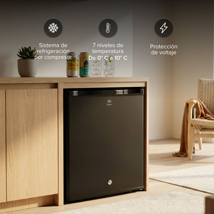 Frigobar 45 L 1.6 pies cúbicos con puerta reversible y llave - negro