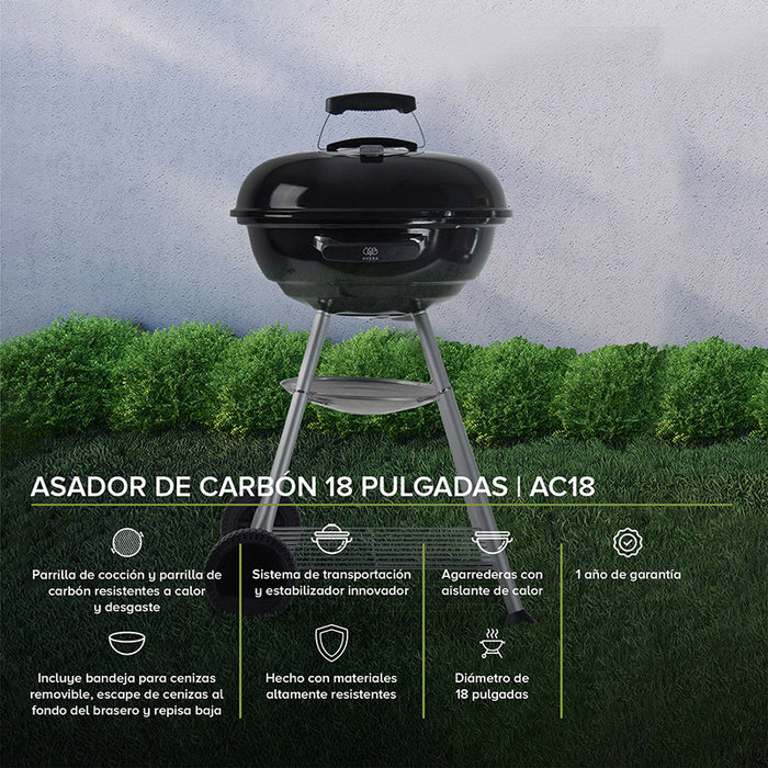 Asador de carbón de 18" + Enfriador de bebidas para 115 latas