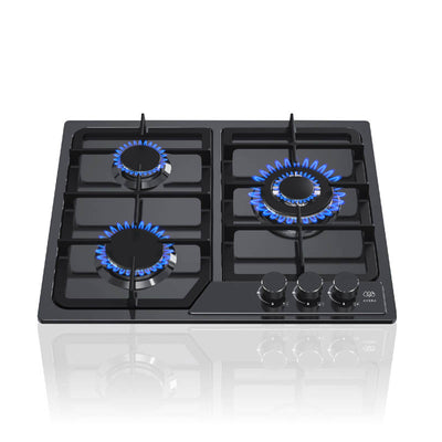 Parrilla de gas 3 quemadores 59 cm en acero inoxidable - negro