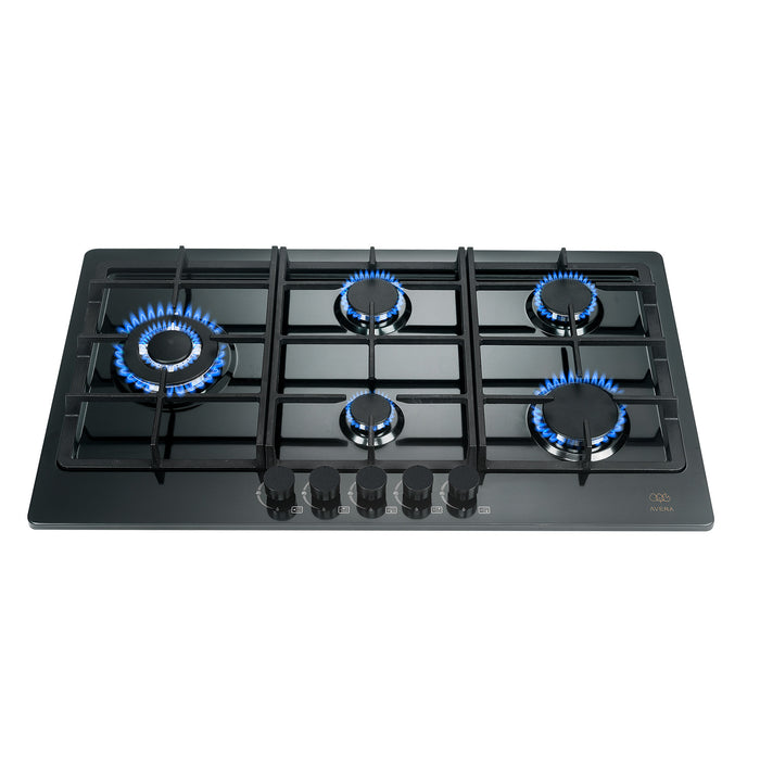 Parrilla de gas 5 quemadores 86 cm en acero inoxidable - negro