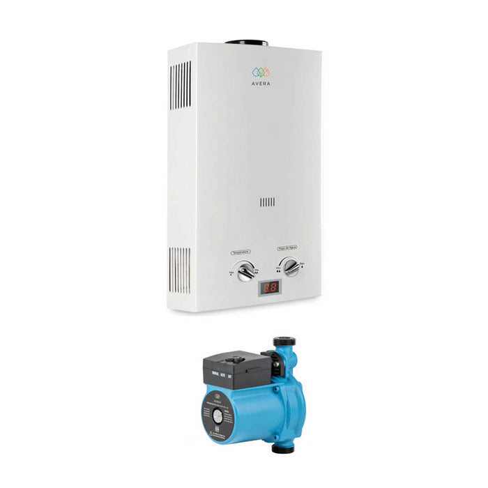 Calentador gas LP 12 L + Presurizador 35 L