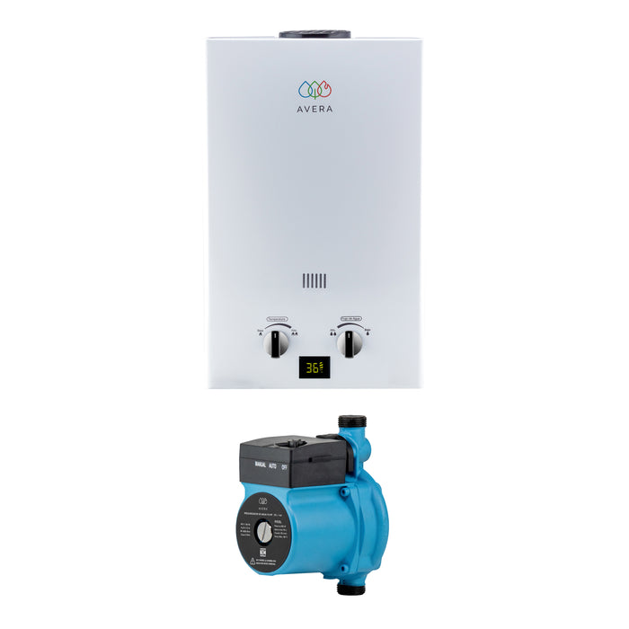 Combo Calentador instantáneo gas LP 12 L + Presurizador 35 L