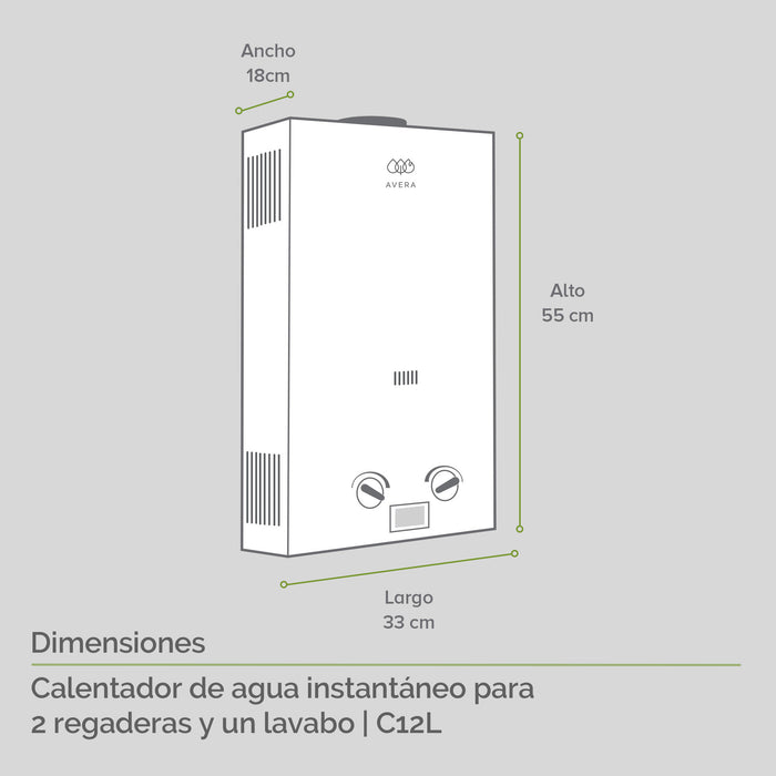 Calentador de agua instantáneo para gas LP 12 L