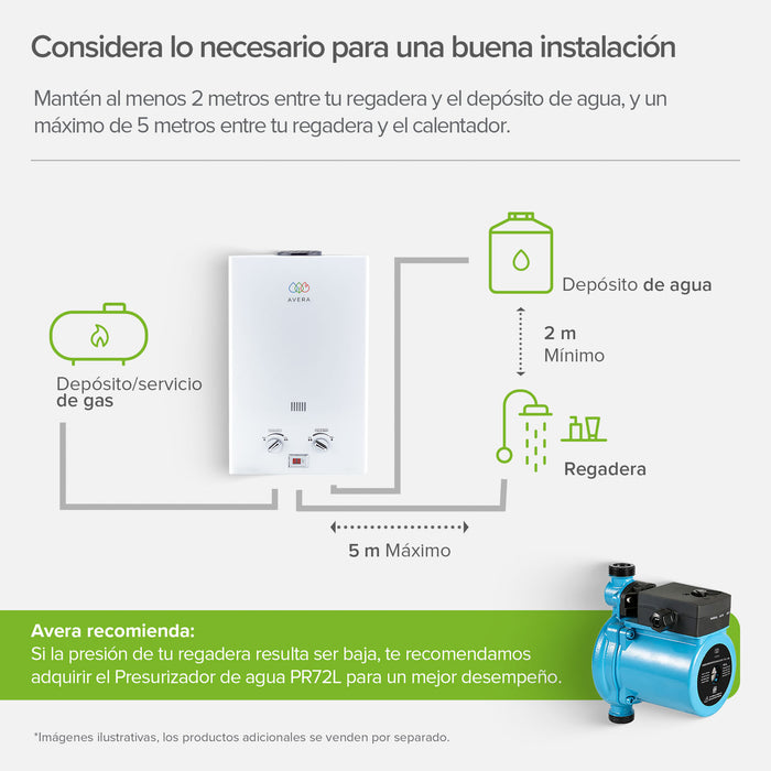 Calentador de agua instantáneo para gas natural 16 L